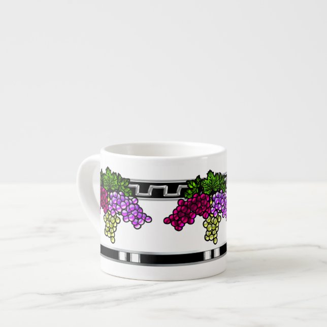 Art Deco-druvor (6oz) Expresso Mugg) Espressomugg (Framsida vänster)