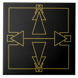 Art Deco-Dubbla Pil Guld och svart Kakelplatta