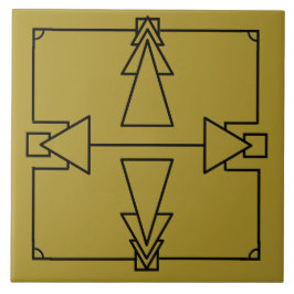Art Deco Dubbla Pil på Black and Guld Tile Kakelplatta