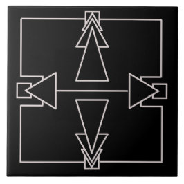 Art Deco-Dubbla Pil Silver och svart Kakelplatta