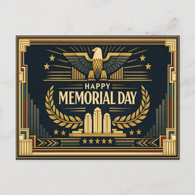 Art Deco Eagle Monument Memorial Day  Helg Vykort (Framsida)