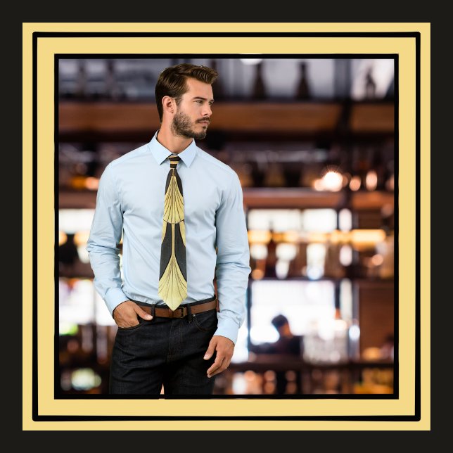 Art Deco Egyptian Black och Guld i 1920-talet Slips (Inspired by Egyptian art, American Art Deco is bold, classy, and makes for great ties!!)