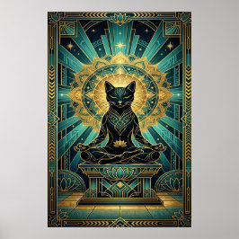 Art Deco Egyptian Pyramid Cat Wall Art Poster