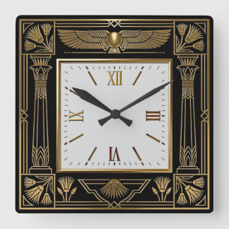 Art Deco egyptisk Fyrkantig Klocka
