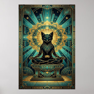 Art Deco egyptisk pyramid katt väggkonst