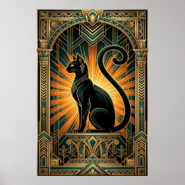 Art Deco Egyptisk revival Bastet väggkonst