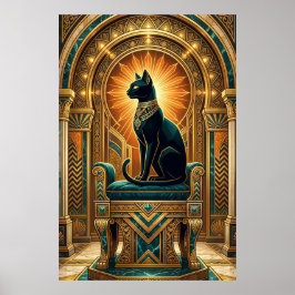Art Deco Egyptisk Tron Katt Väggkonst