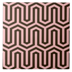 Art Deco egyptiskt motiv - rosa och choklad Kakelplatta