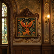 ART DECO ELDANDE FENIX KERAMISK PLATTA