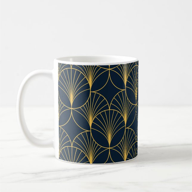 Art Deco Elegance: Fläkt Motifs Kaffemugg (Vänster)