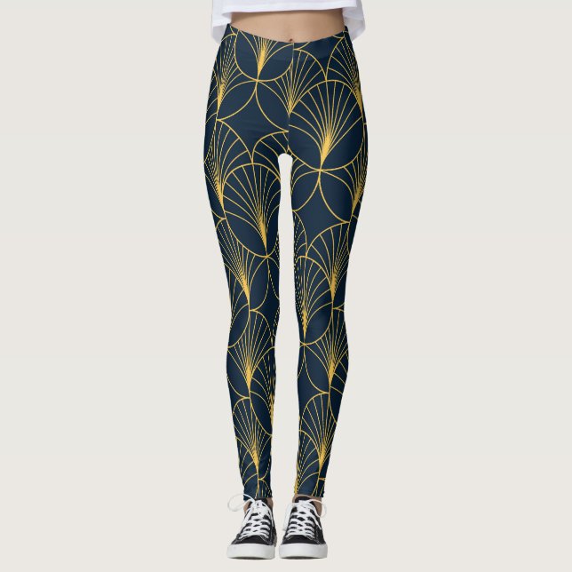Art Deco Elegance: Fläkt Motifs Leggings (Framsida)