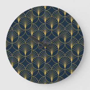 Art Deco Elegance: Fläkt Motifs Stor Klocka