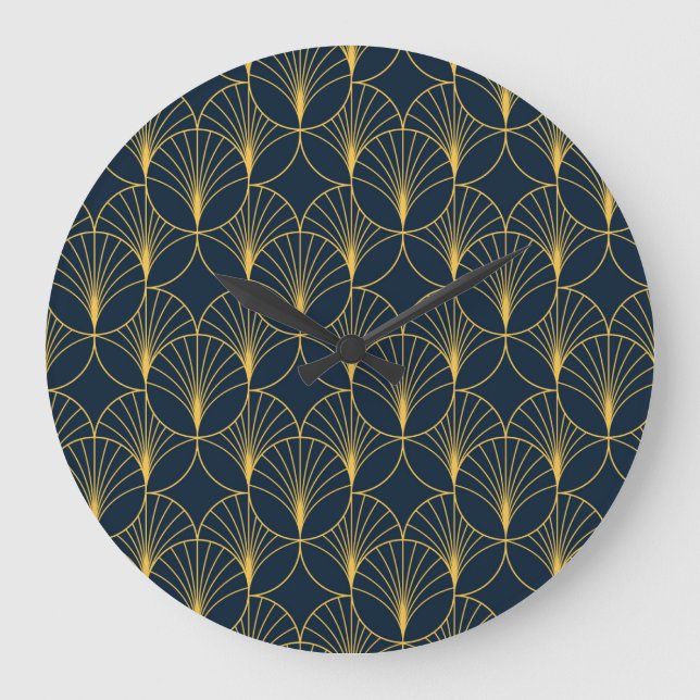 Art Deco Elegance: Fläkt Motifs Stor Klocka (Framsida)