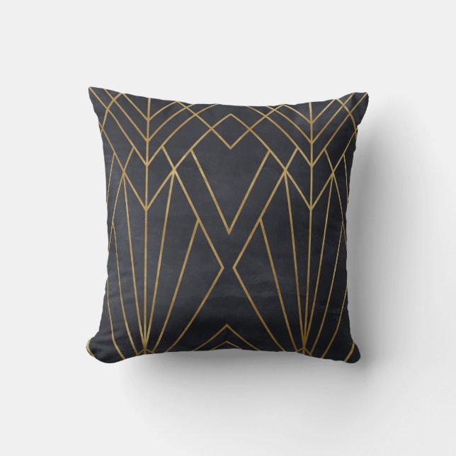 Art Deco Elegance: Geometric Glamor Kudde (Framsida)