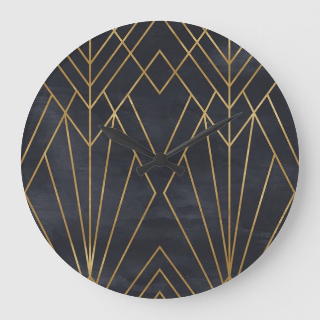 Art Deco Elegance: Geometric Glamor Stor Klocka (Framsida)