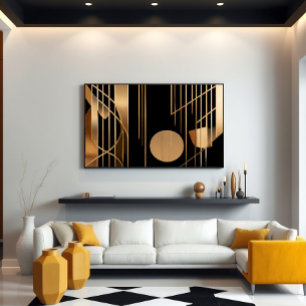 Art Deco Elegans Gyllene Linjer Poster