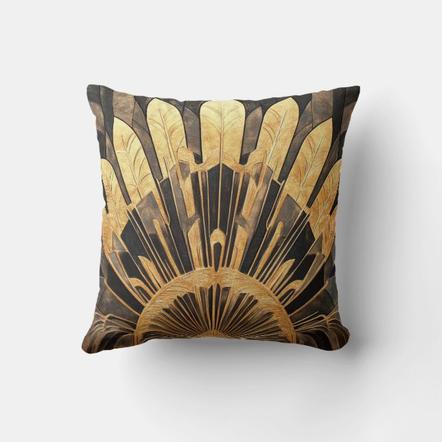 Art Deco Elegant Black and Gold Home and Office Kudde (Baksida)