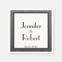 Art Deco Elegant Black and White Rand Bröllop