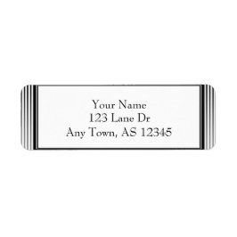 Art Deco Elegant Black and White Rand Returadress Etikett