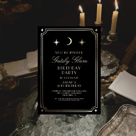 Art Deco Elegant Black Guld 20s Classic Birthday Inbjudningar