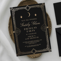 Art Deco Elegant Black Guld 20s Classic Birthday