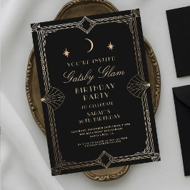 Art Deco Elegant Black Guld 20s Classic Birthday Inbjudningar