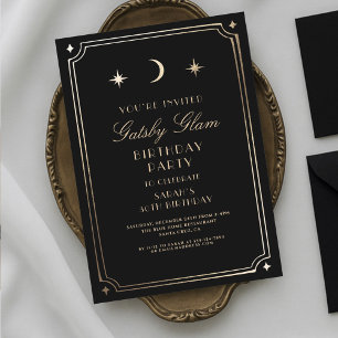 Art Deco Elegant Black Guld 20s Classic Birthday Inbjudningar