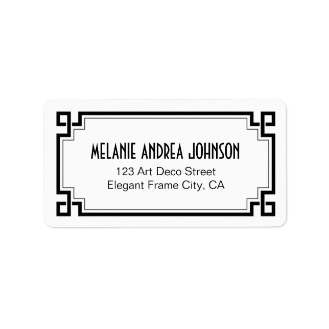 Art Deco Elegant Black Ram White Returadress Adressetikett (Framsidan)