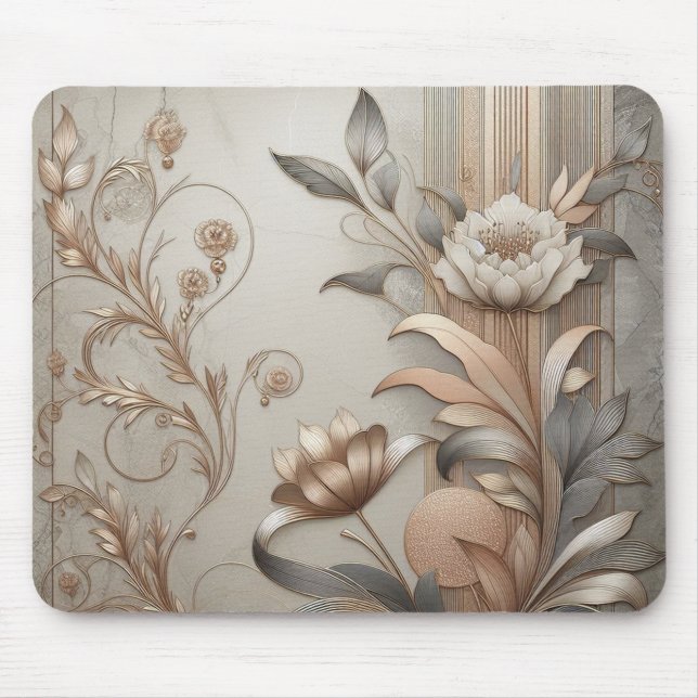 Art Deco: Elegant Botanicals och Geometric Luxury Musmatta (Framsidan)