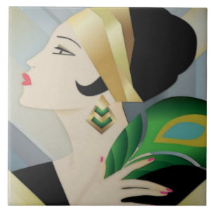 Art Deco Elegant Dam Decorative Wall Tile Kakelplatta