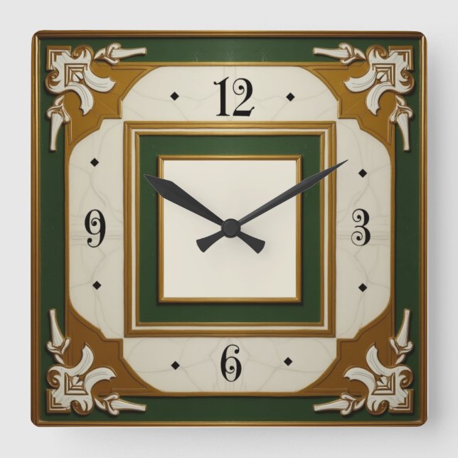 Art Deco Elegant Fyrkantig Klocka (Framsida)