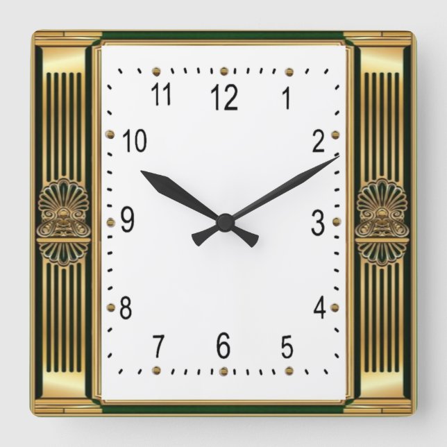 Art Deco Elegant Fyrkantig Klocka (Framsida)