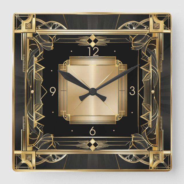 Art Deco Elegant Fyrkantig Klocka (Framsida)