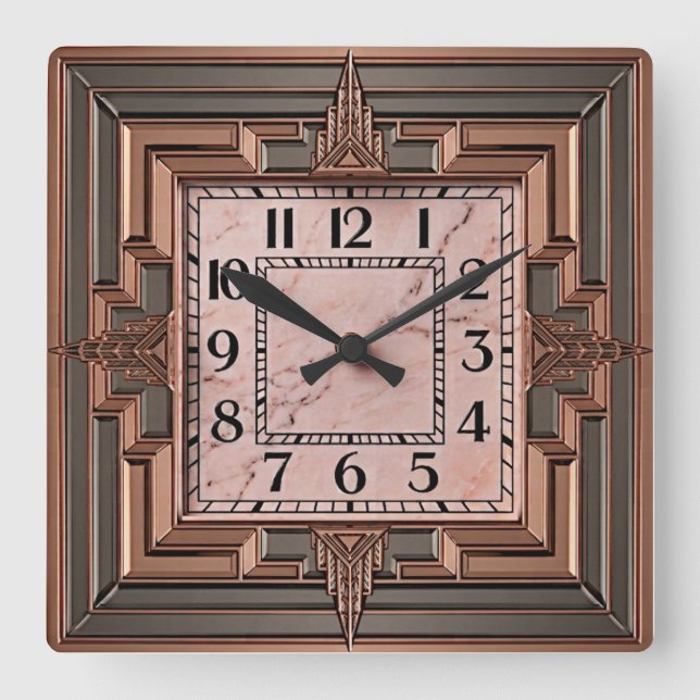 Art Deco Elegant Fyrkantig Klocka (Framsida)