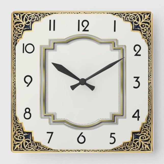 Art Deco Elegant Fyrkantig Klocka (Framsida)