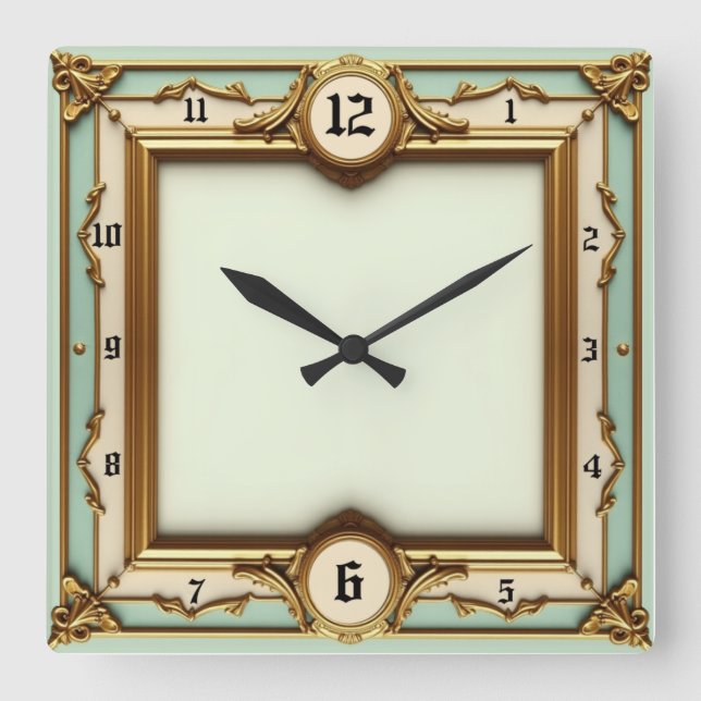 Art Deco Elegant  Fyrkantig Klocka (Framsida)