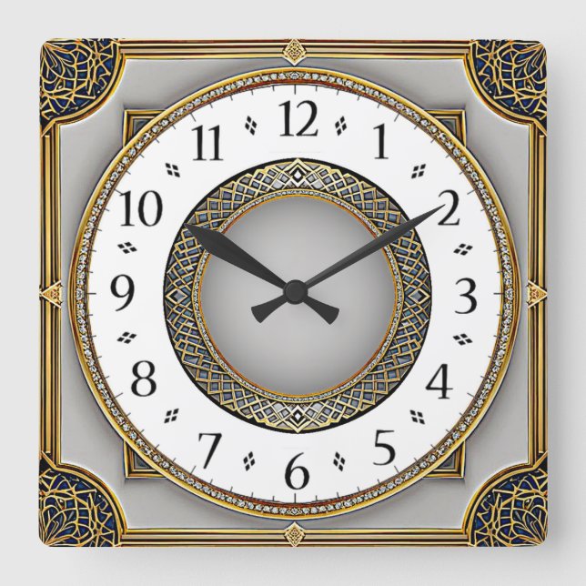 Art Deco Elegant Fyrkantig Klocka (Framsida)