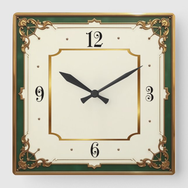 Art Deco Elegant Fyrkantig Klocka (Framsida)