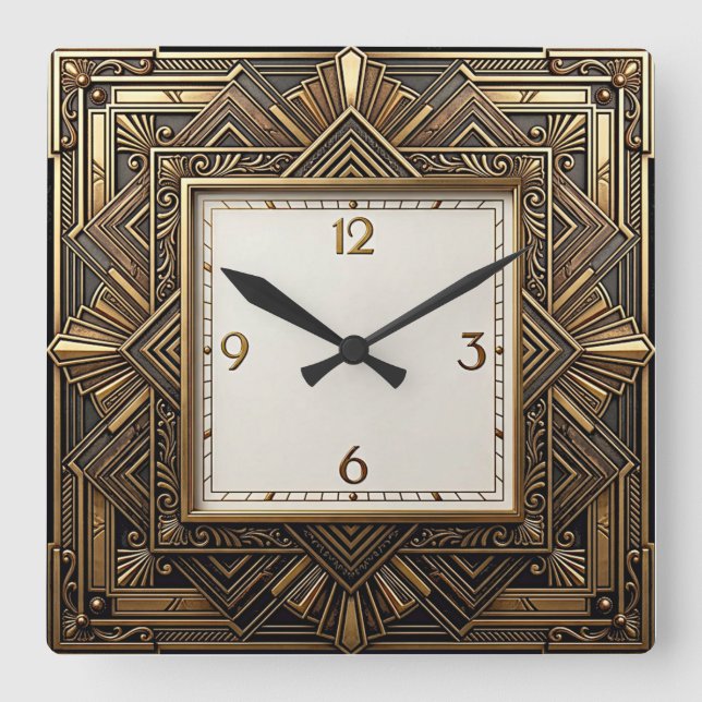Art Deco Elegant Fyrkantig Klocka (Framsida)