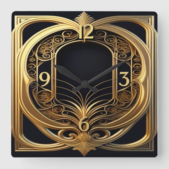 Art Deco Elegant Fyrkantig Klocka (Framsida)