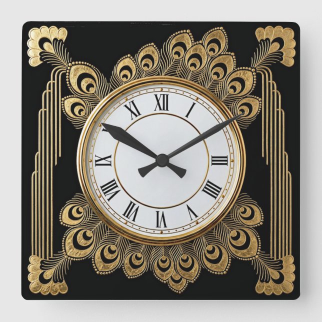 Art Deco Elegant Fyrkantig Klocka (Framsida)