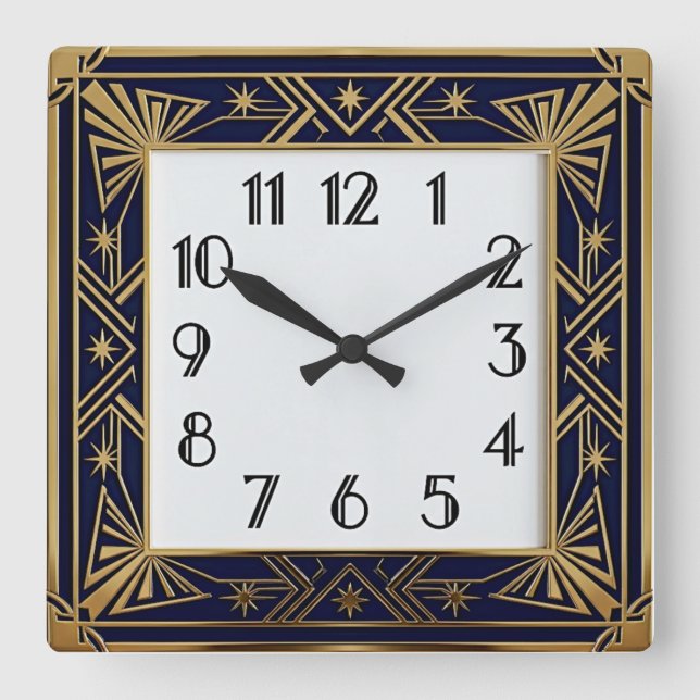 Art Deco Elegant Fyrkantig Klocka (Framsida)