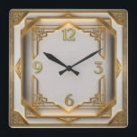 Art Deco Elegant Gold Fyrkantig Klocka<br><div class="desc">Great clock design. You will love it like others. Be free to use this design for other product you like or to customize and add your text. Follow me for more. Thank you. Have a nice day.</div>