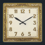 Art Deco Elegant Gold Fyrkantig Klocka<br><div class="desc">Great clock design. You will love it like others. Be free to use this design for other product you like or to customize and add your text. Follow me for more. Thank you. Have a nice day.</div>