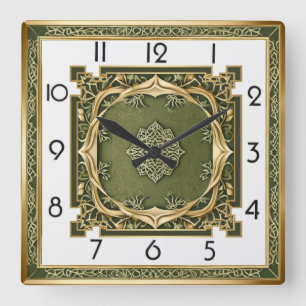 Art Deco Elegant Grön Fyrkantig Klocka