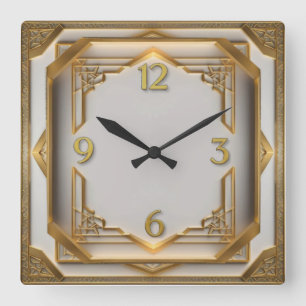 Art Deco Elegant Guld Fyrkantig Klocka