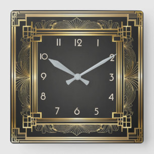 Art Deco Elegant Guld Fyrkantig Klocka