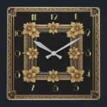 Art Deco elegant guld Fyrkantig Klocka<br><div class="desc">Underbar klockdesign. Du kommer att kärlek det som andra. Du kan fritt använda den här designen för andra produkter som du gillar eller anpassa och lägga till texten. Följ mig för mer. Tack. Ha en trevlig dag.</div>