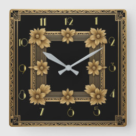 Art Deco elegant guld Fyrkantig Klocka