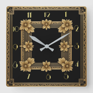 Art Deco elegant guld Fyrkantig Klocka
